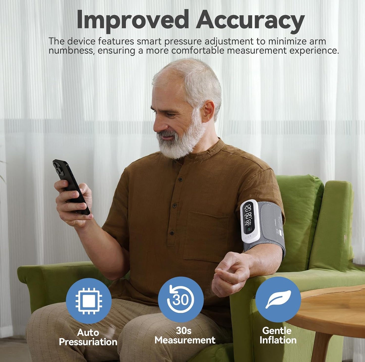 Checkme Rechargeable Blood Pressure Monitor, Large Screen BP Machine