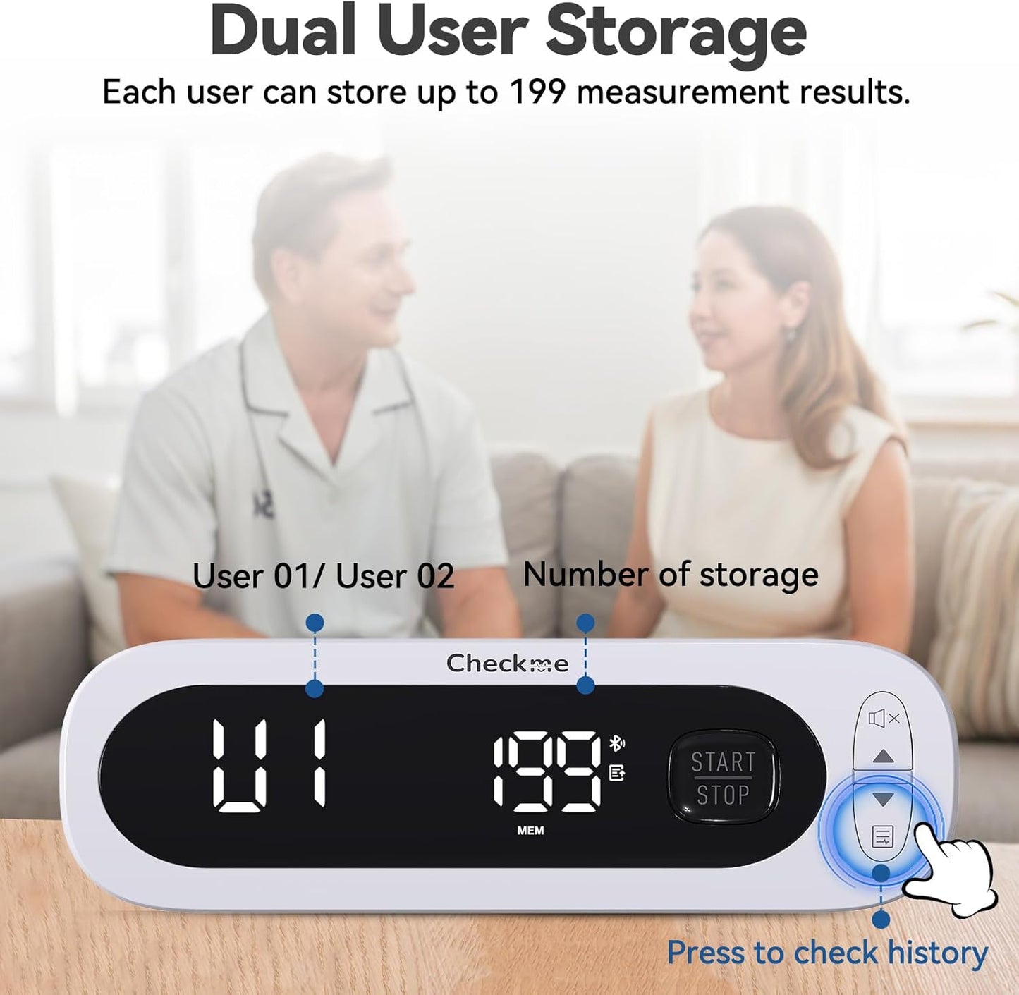 Checkme Rechargeable Blood Pressure Monitor, Large Screen BP Machine