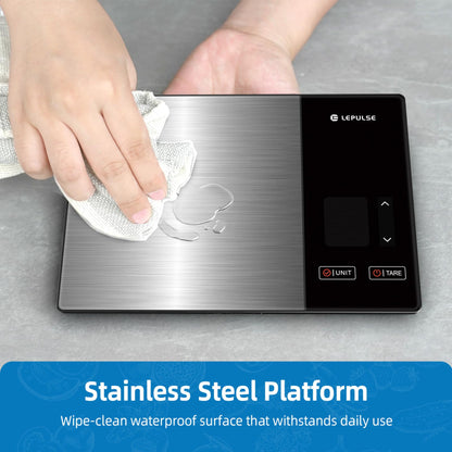 Lepulse Food Scale with Nutritional Calculator, Smart Digital Kitchen Scale for Weight Loss, App with 23 Nutrients Tracking, Calorie, Fat, Carbs, Premium Stainless Steel, 11lb