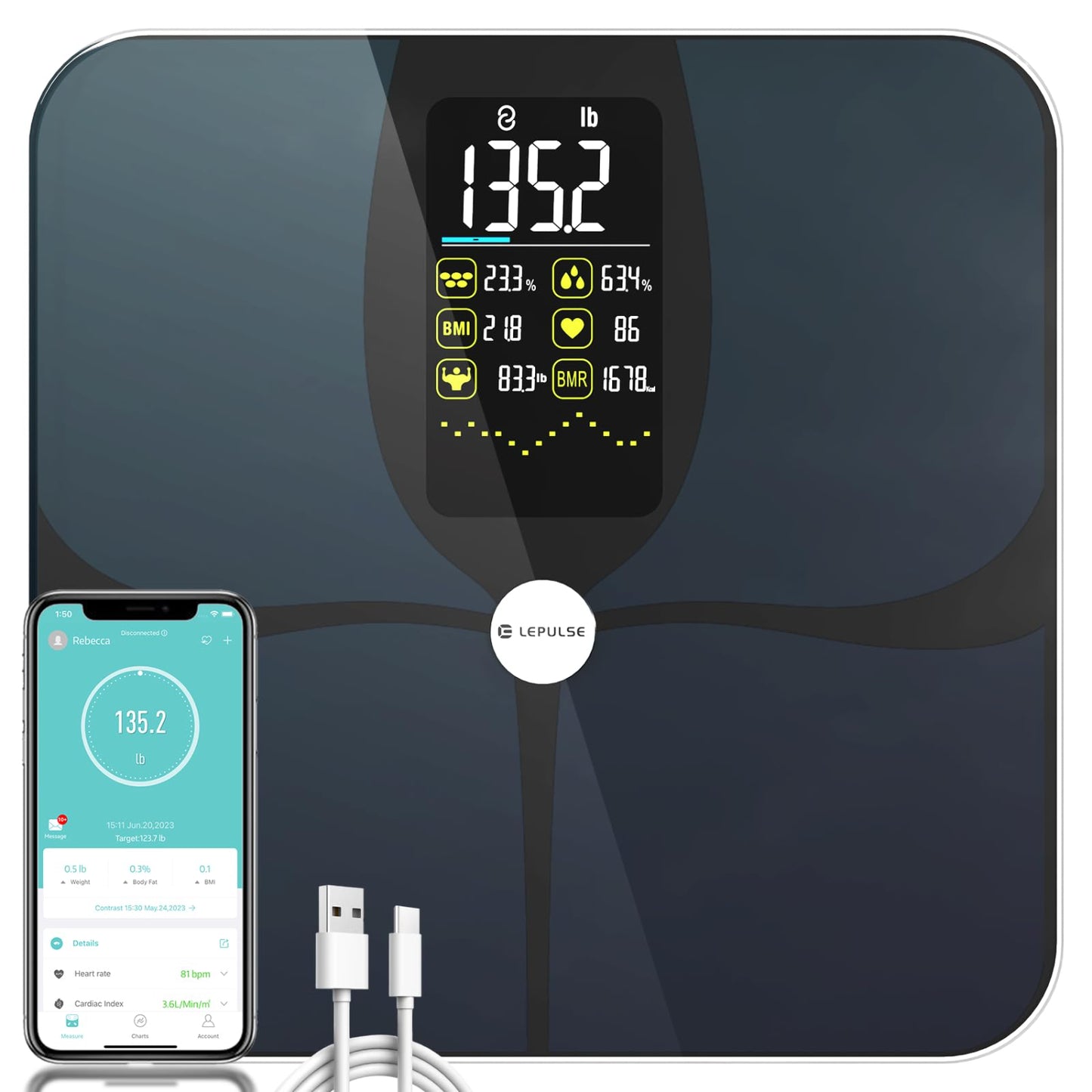 Lepulse F4 Pro Scale for Body Weight and Fat